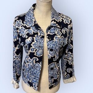 Bamboo Traders crop jacket, blues,,size Large
